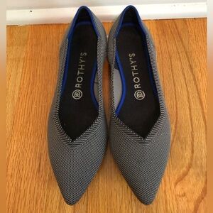 Rothy's The Point Ballet Flats in Cloud Grey Birdseye Knit Blue Halo size 10